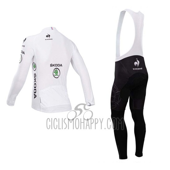 Tour de France Cycling Jersey Bib Tight 2014 Men Long Sleeve White